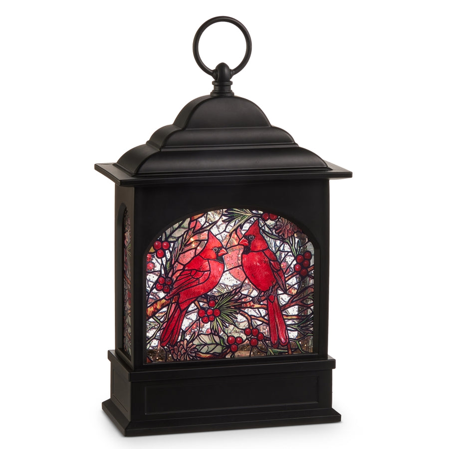 11" Cardinal Stained Glass Lighted Water Lantern