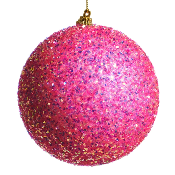 5" Neon Pink Glitter Ornament