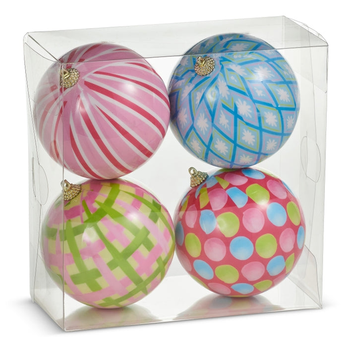 Christmas Cheer Ornaments Box of 4 Multicolor 4" Styrofoam