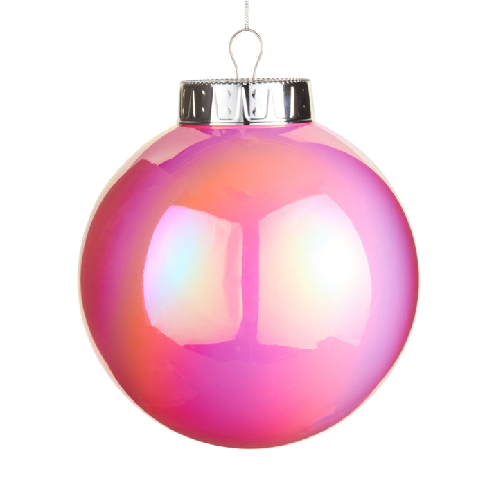 Iridescent Pink Ball Ornament 8 Inch Plastic