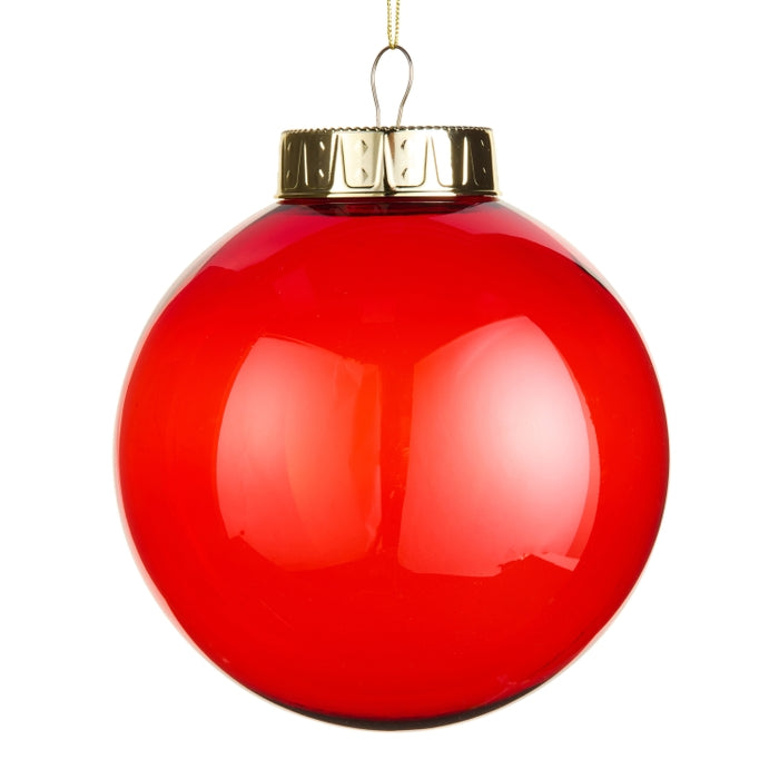 8" Transparent Red Ball Ornament