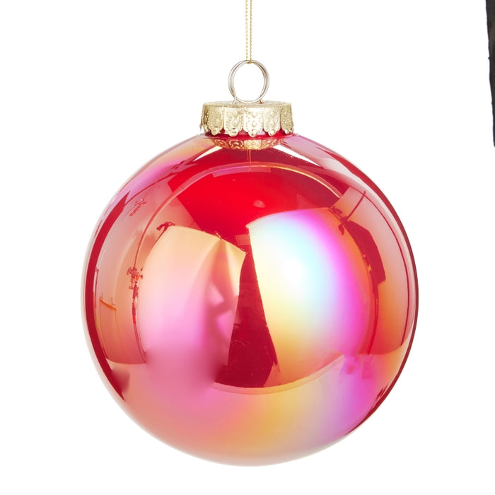 Berry Red Pearl Ball Ornament 6 Inch Plastic