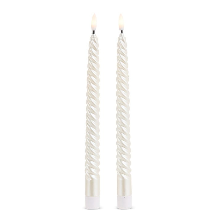 11" Pearlescent Twist Skinny Taper Candles
