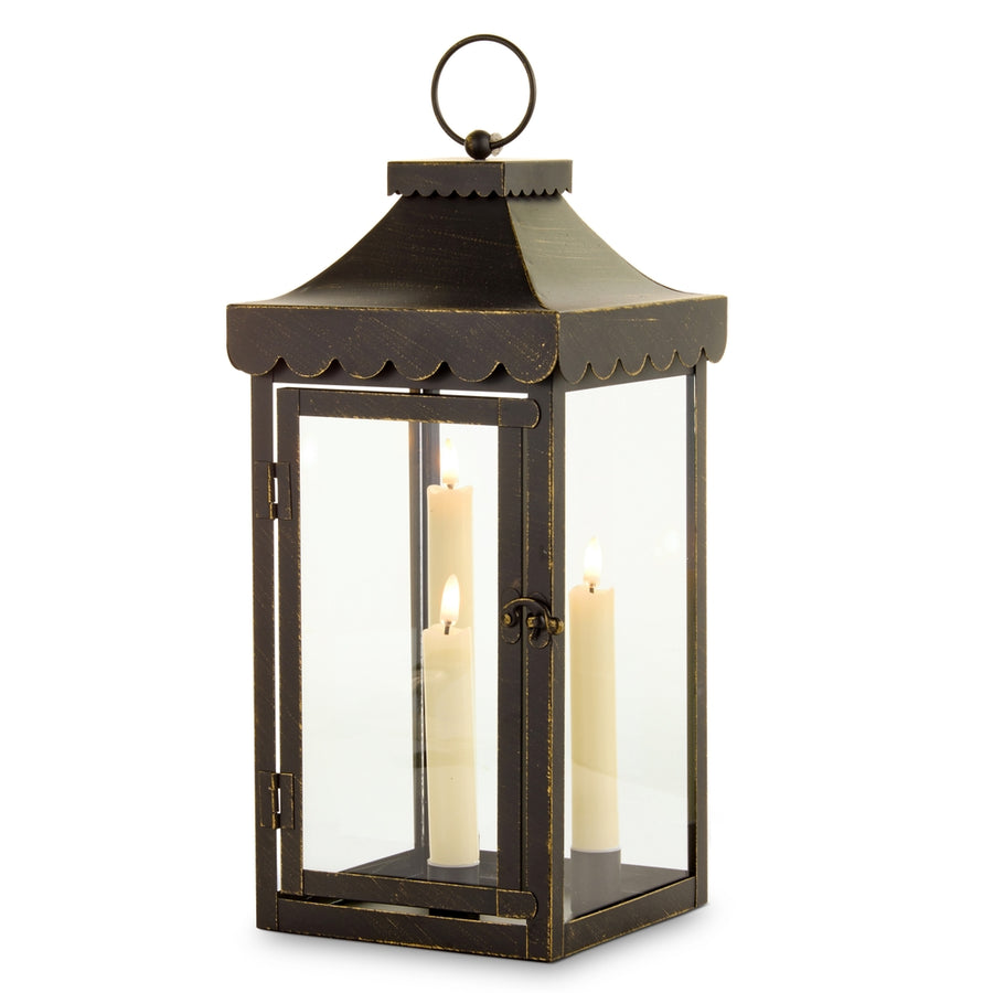 14" Lantern with 3 Ivory Taper Candles