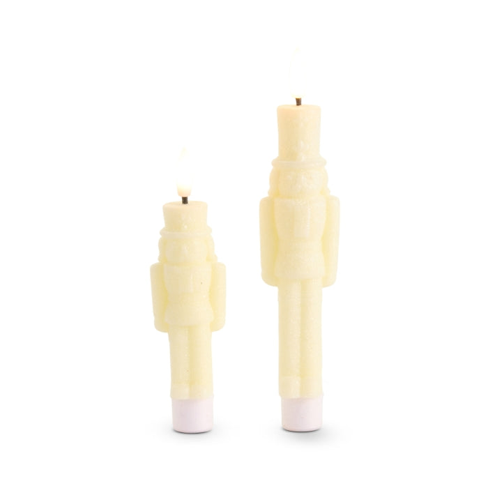 7.5" and 6" Glittered Ivory Taper Nutcrackers