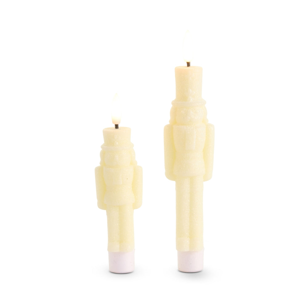 7.5" and 6" Glittered Ivory Taper Nutcrackers