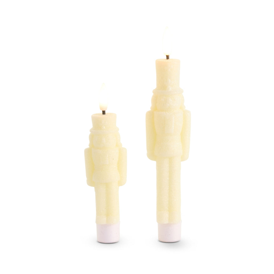 7.5" and 6" Glittered Ivory Taper Nutcrackers