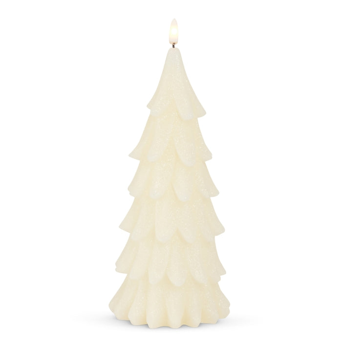 9.5" Glittered Ivory Tree Candle