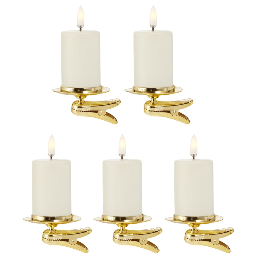 1.5" x 2" Box of Votive Cream Candle and Clip-On Candle Holder