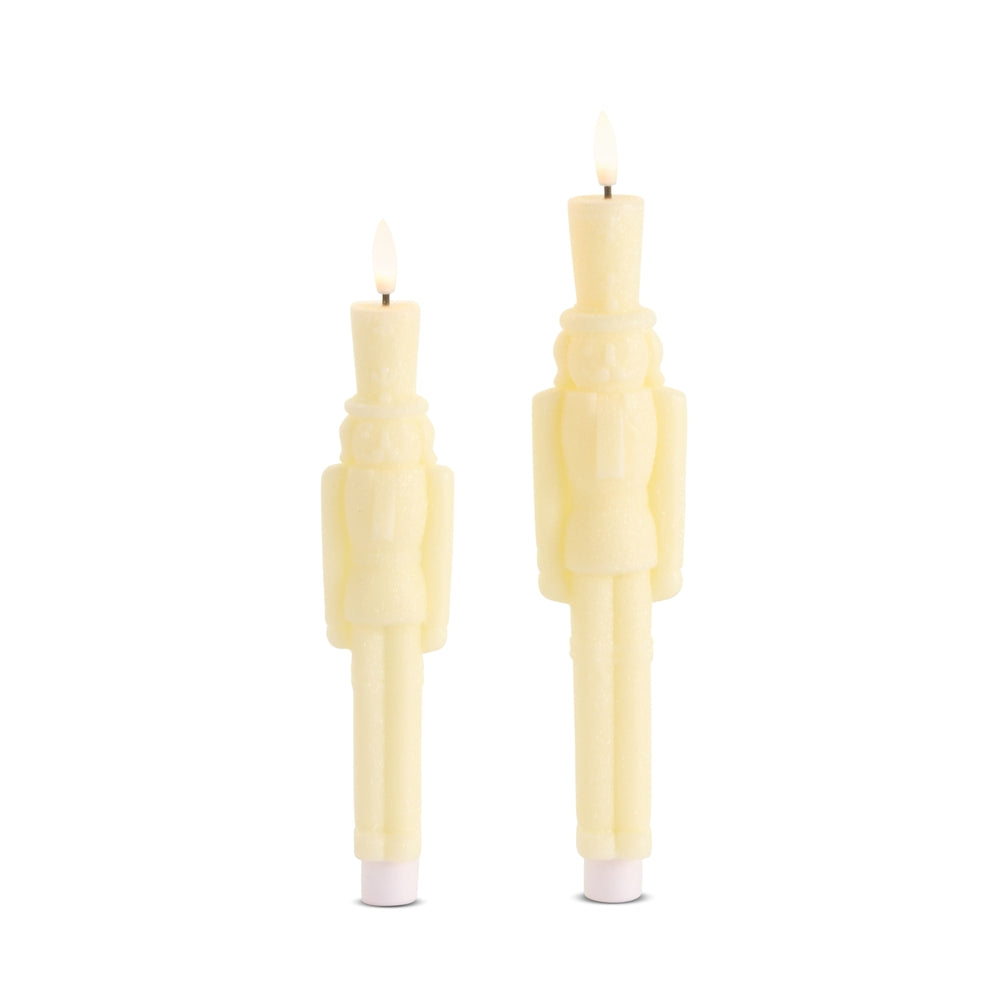 11.5" and 9.75" Glittered Ivory Taper Nutcrackers