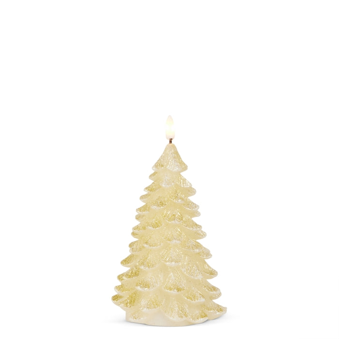 6" Glittered Gold Tree Candle