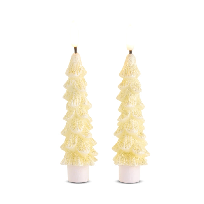 6" Glittered Gold Mini Tree Taper Candles
