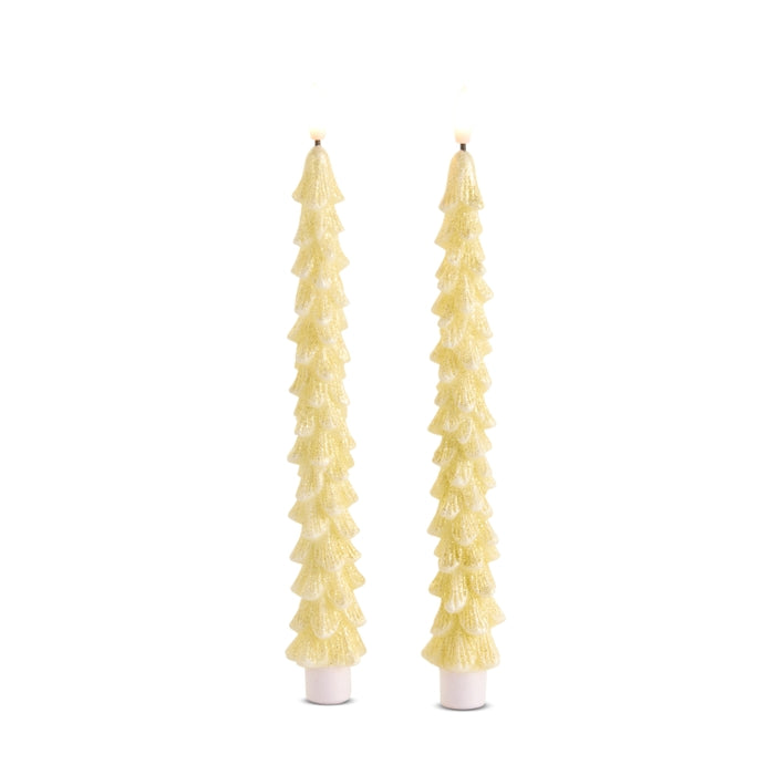 10.5" Glittered Gold Tree Taper Candles