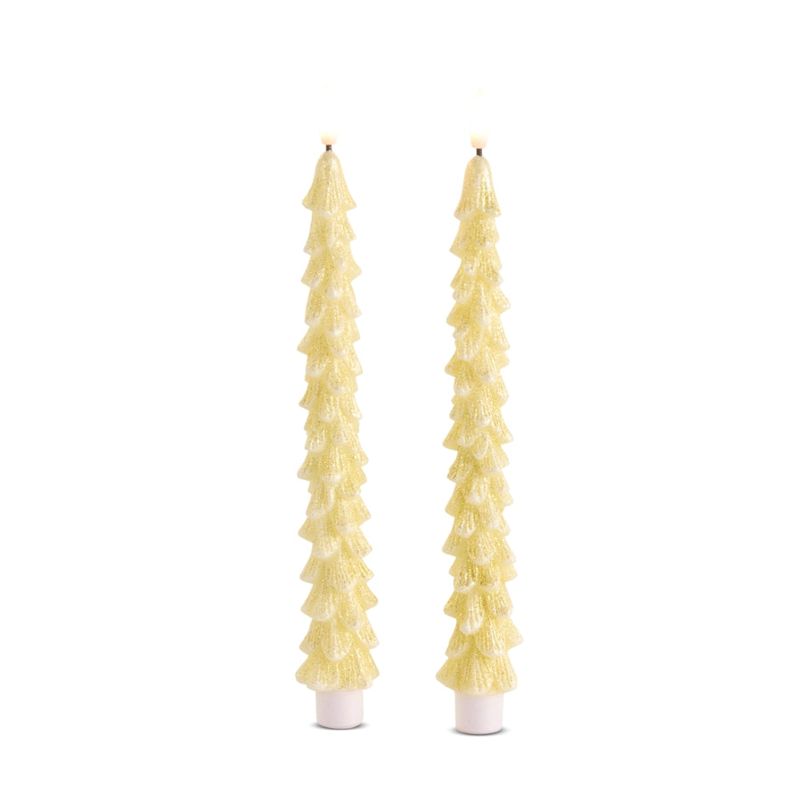 10.5" Glittered Gold Tree Taper Candles