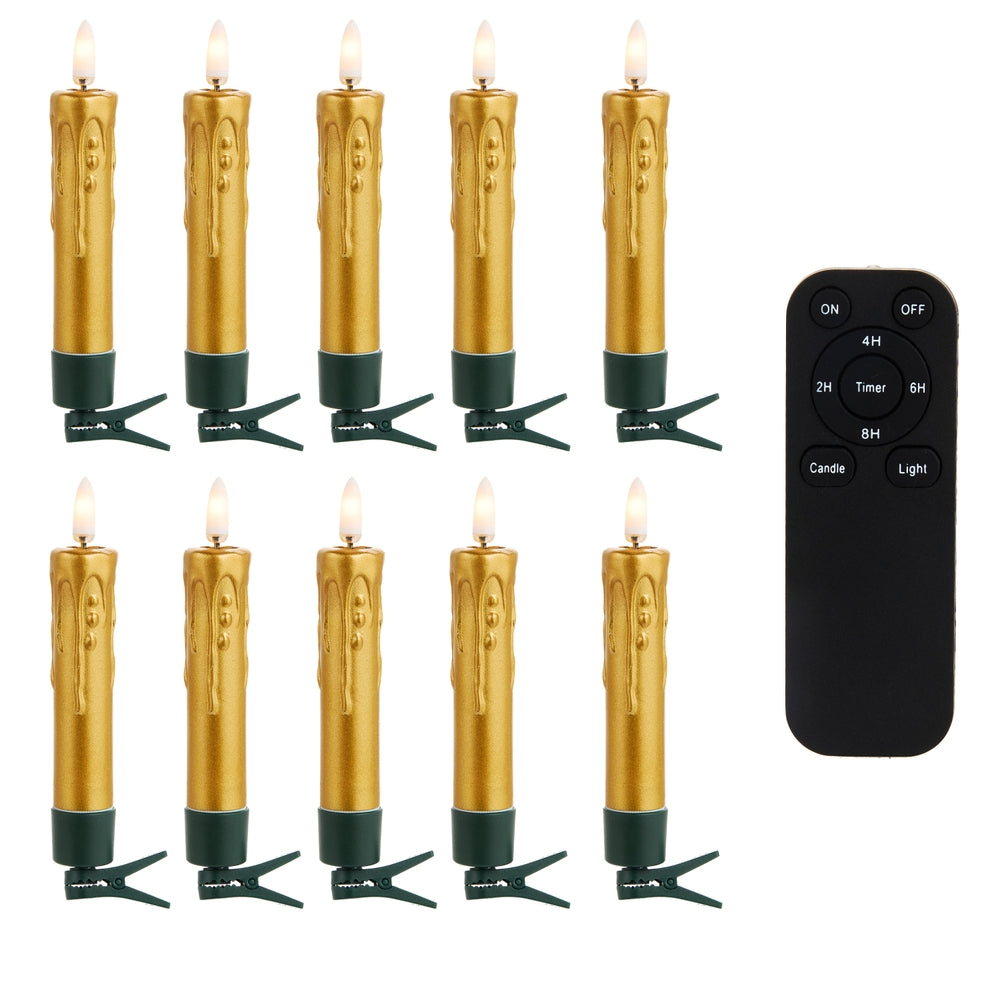 5" Clip-On Drip Gold Candles with Remote