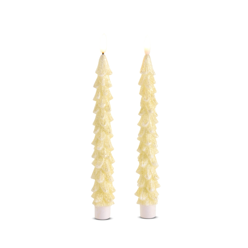 8.5" Glittered Gold Tree Taper Candles