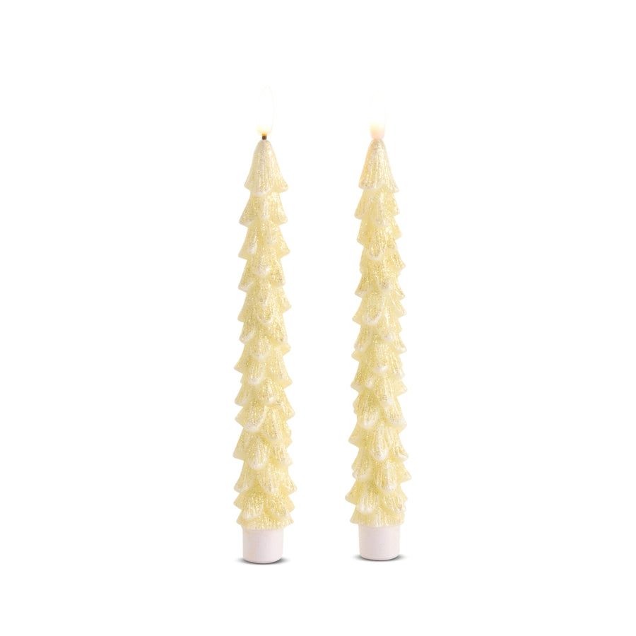8.5" Glittered Gold Tree Taper Candles