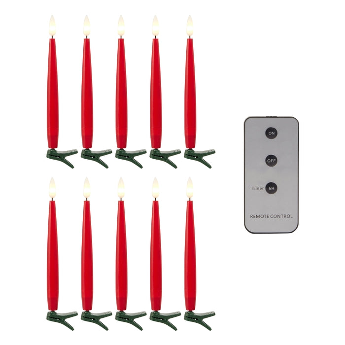6" Clip-On Shiny Red Candles with Remote
