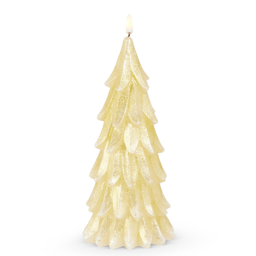 9.5" Glittered Gold Tree Candle