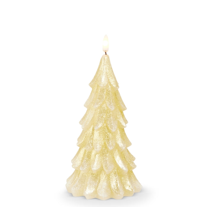 7.5" Glittered Gold Tree Candle
