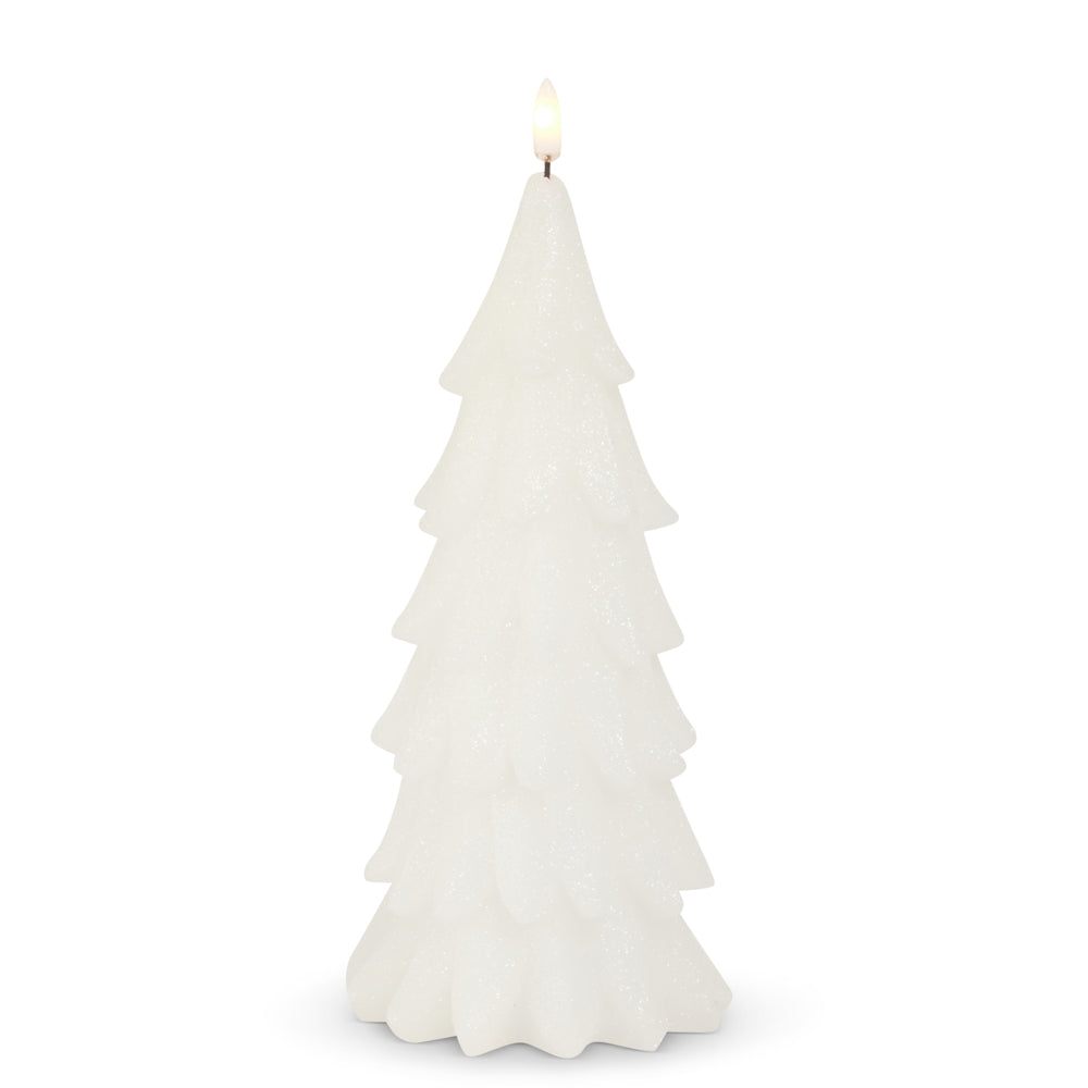 9.5" Glittered White Tree Candle