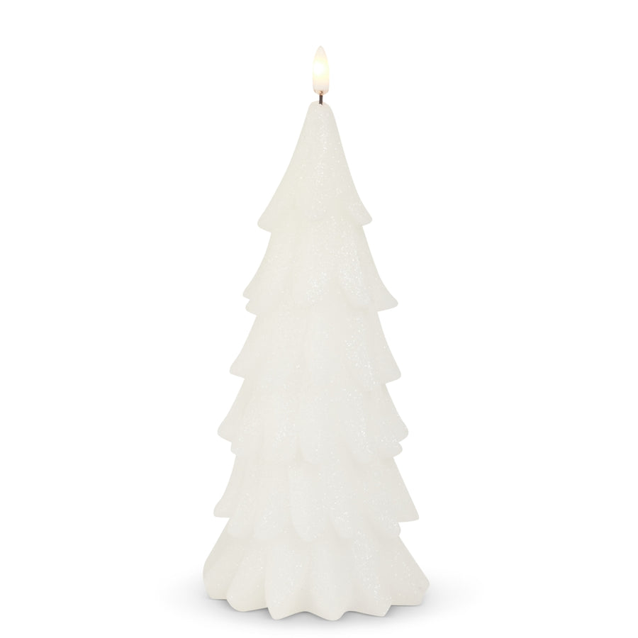 9.5" Glittered White Tree Candle