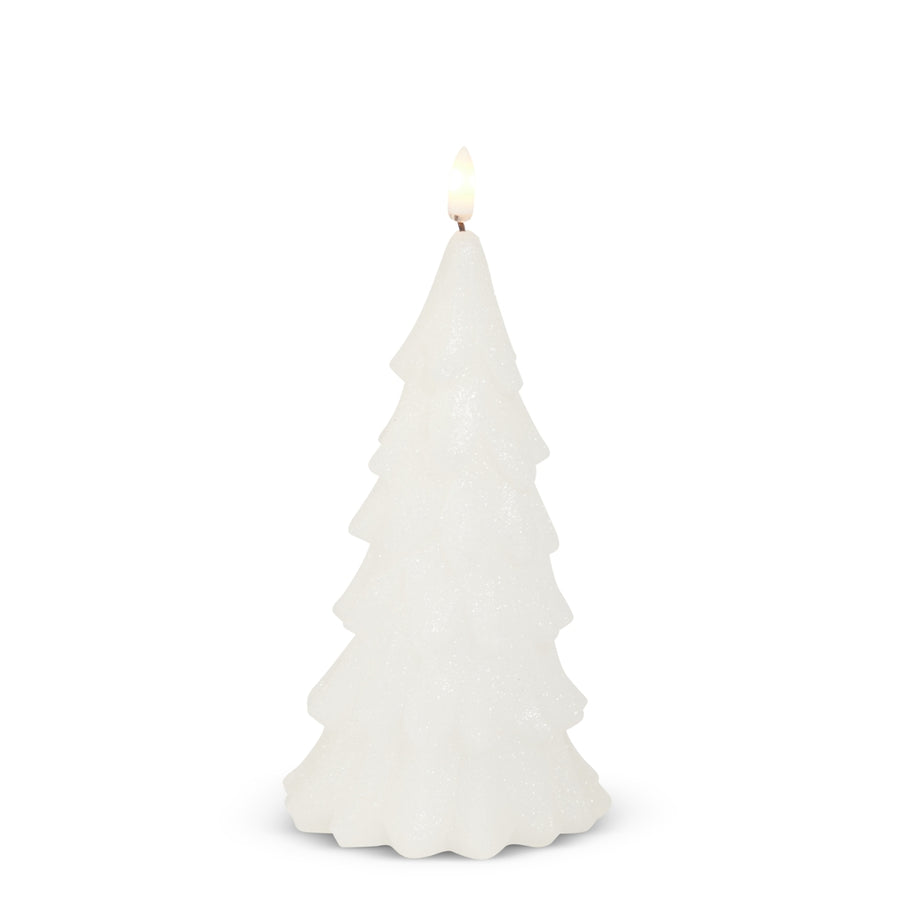 7.5" Glittered White Tree Candle