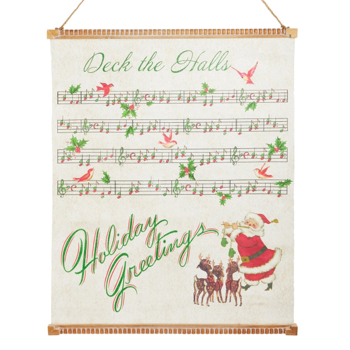 32.5" Santa's Choir Sheet Music Tapestry