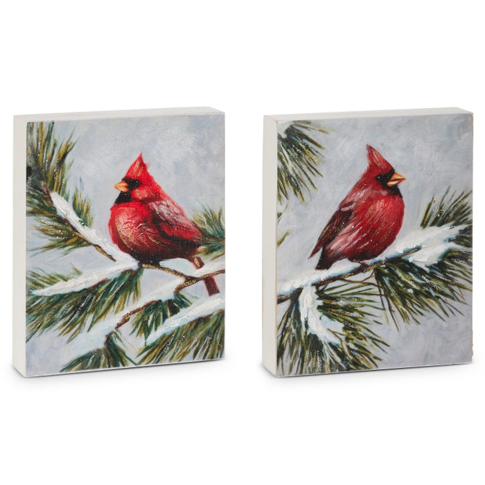 10" Cardinal on Pine Block