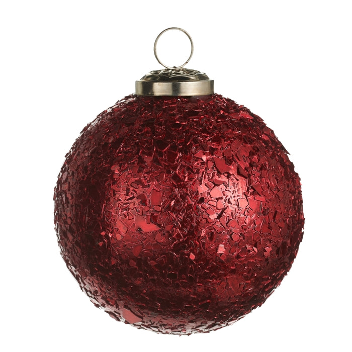 4" Red Chunky Glittered Ball Ornament