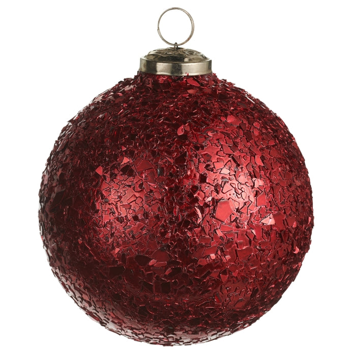 5" Red Chunky Glittered Ball Ornament