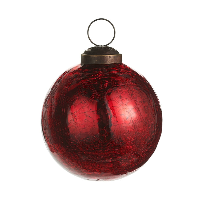 3" Marbled Shiny Red Ball Ornament