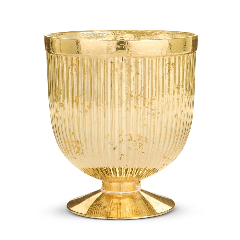 7.5" Gold Mercury Glass Footed Container