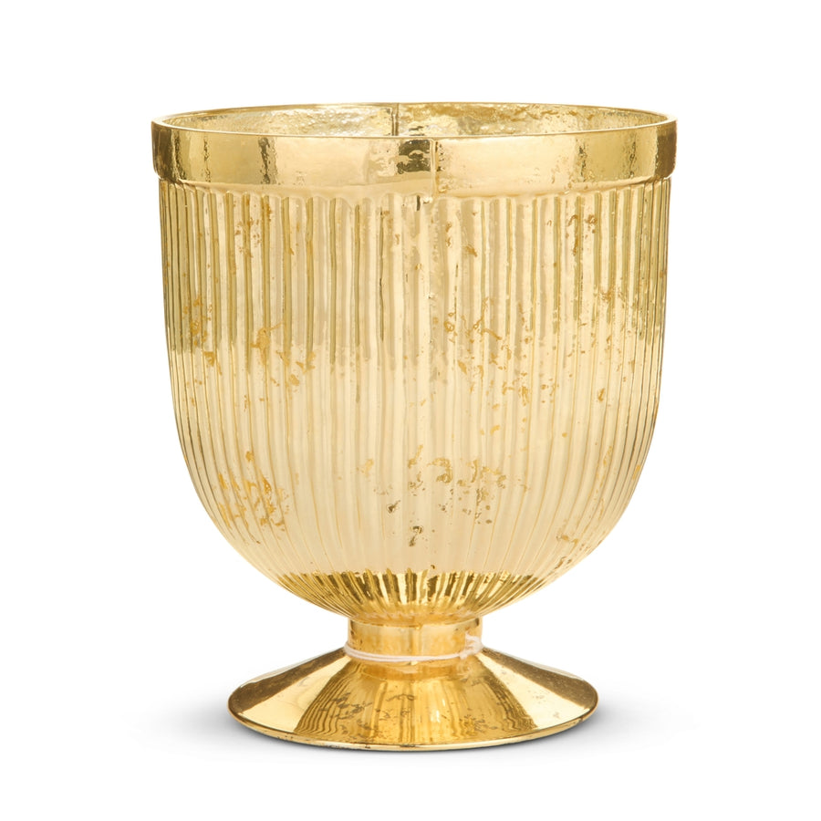 7.5" Gold Mercury Glass Footed Container