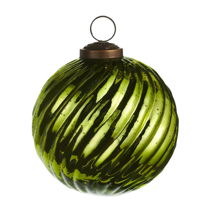 4" Apple Green Swirl Ball Ornament