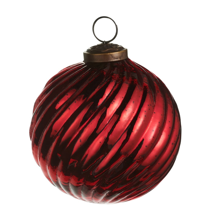 4" Red Swirl Ball Ornament