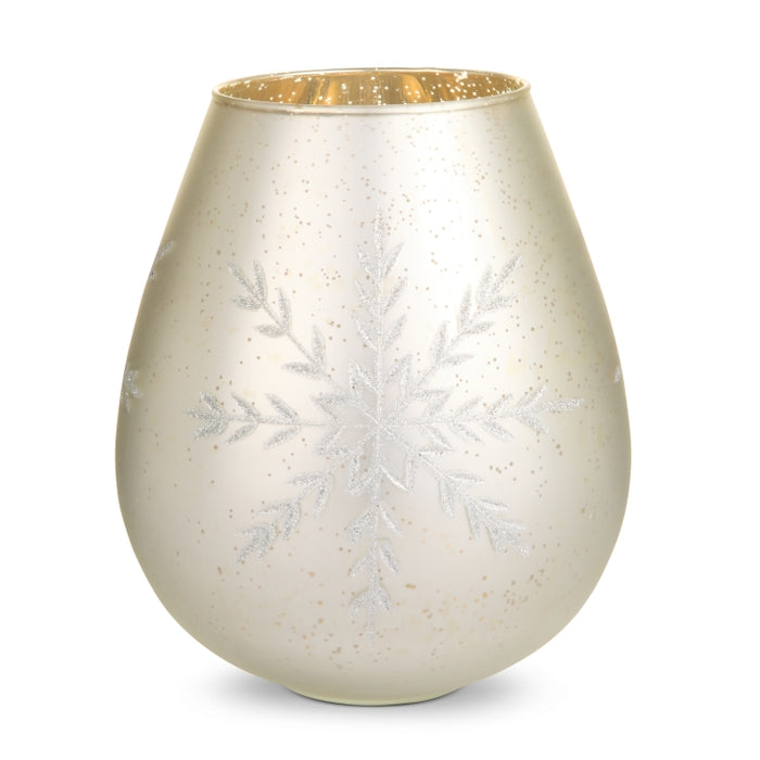 8" Frosted White Snowflake Vase