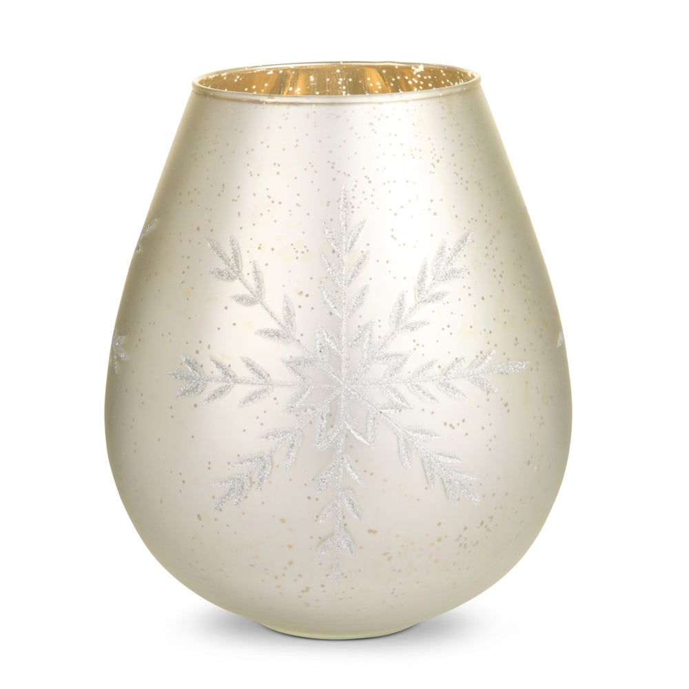 8" Frosted White Snowflake Vase