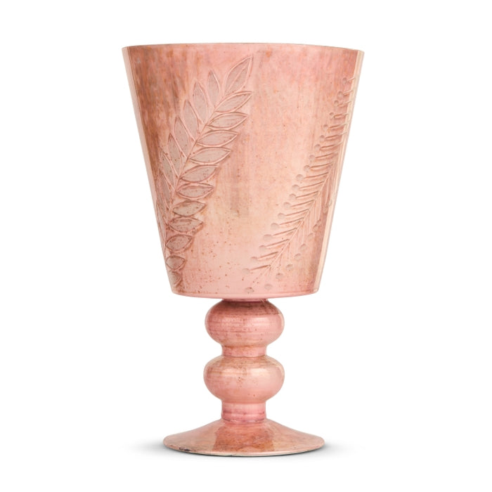Antique Rose Footed Vase 11 Inch Pink Soda-Lime Glass