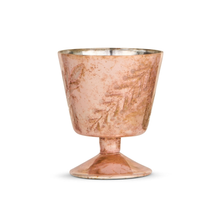 Antique Rose Footed Vase 4.25 Inch Pink Glass
