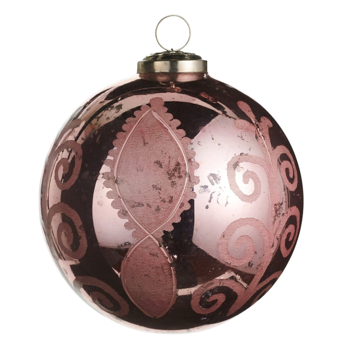 5" Distressed Blush Patterned Ornament