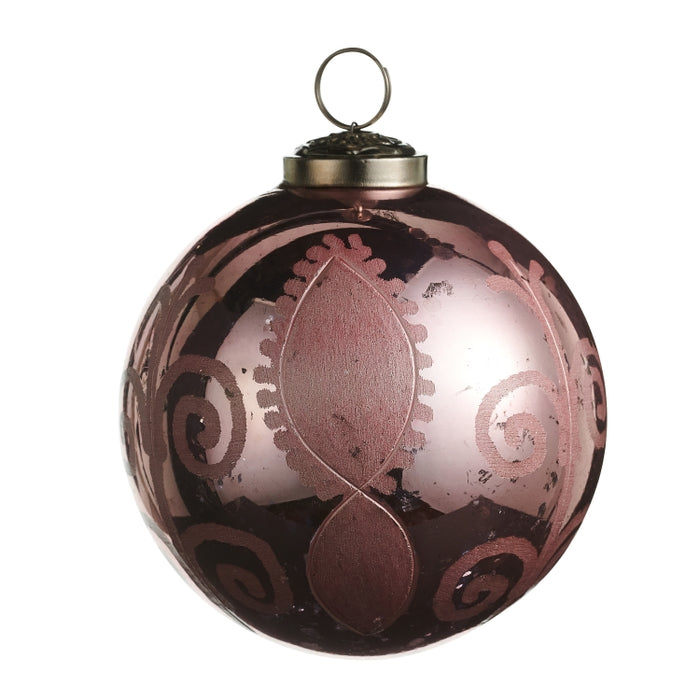 4" Distressed Blush Patterned Ornament