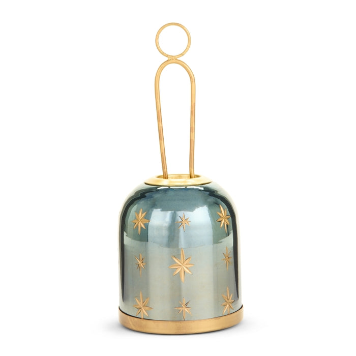 9.5" Etched Blue Star Hanging Lantern