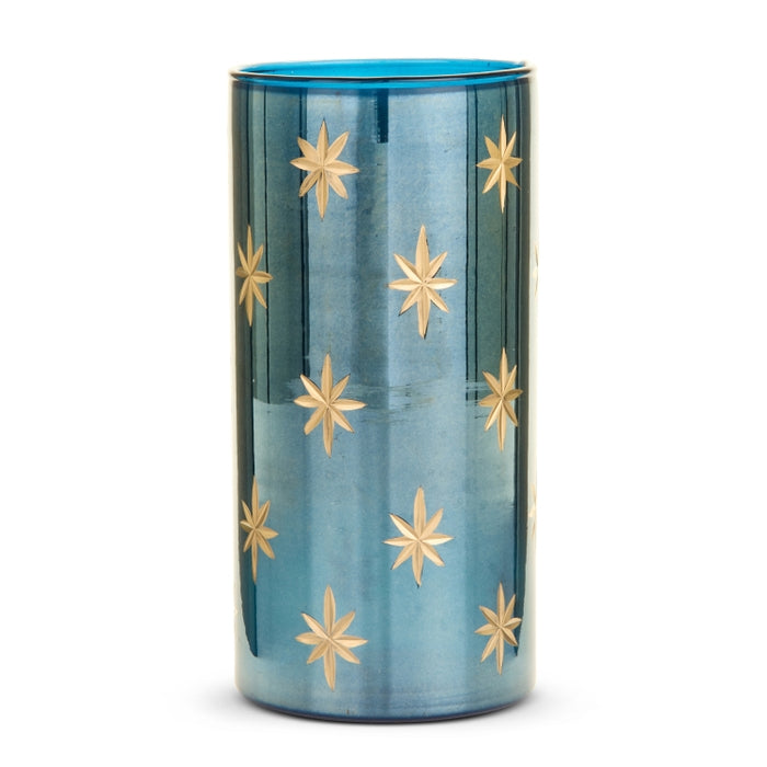 8" Etched Blue Star Container