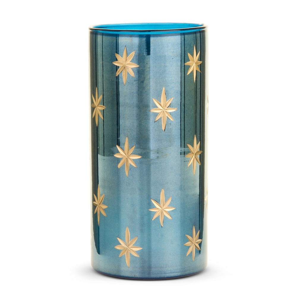 8" Etched Blue Star Container