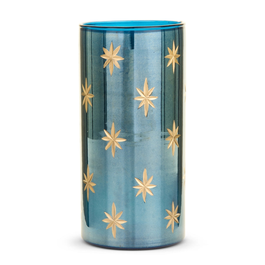 8" Etched Blue Star Container
