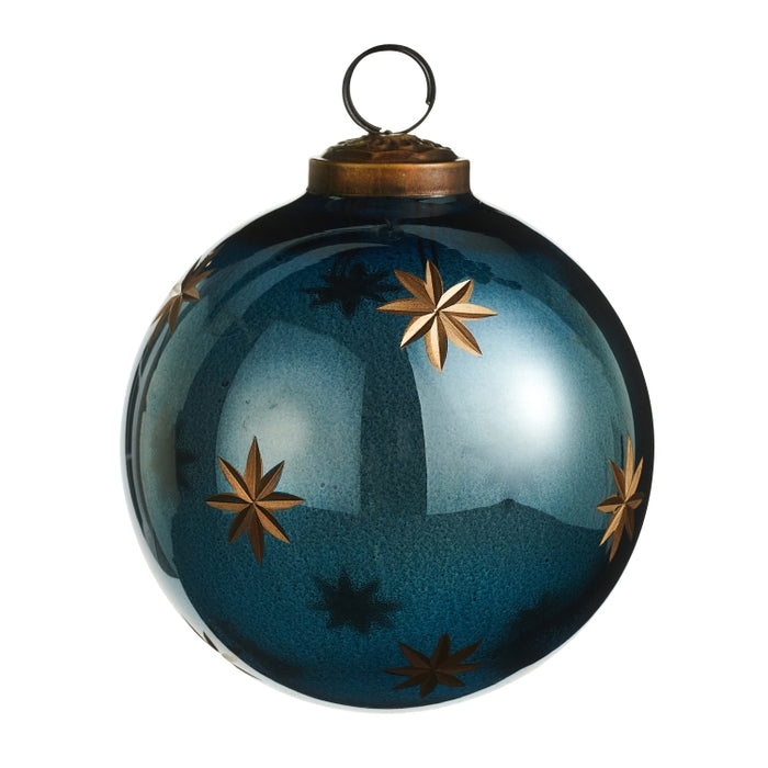 4" Etched Blue Star Ornament