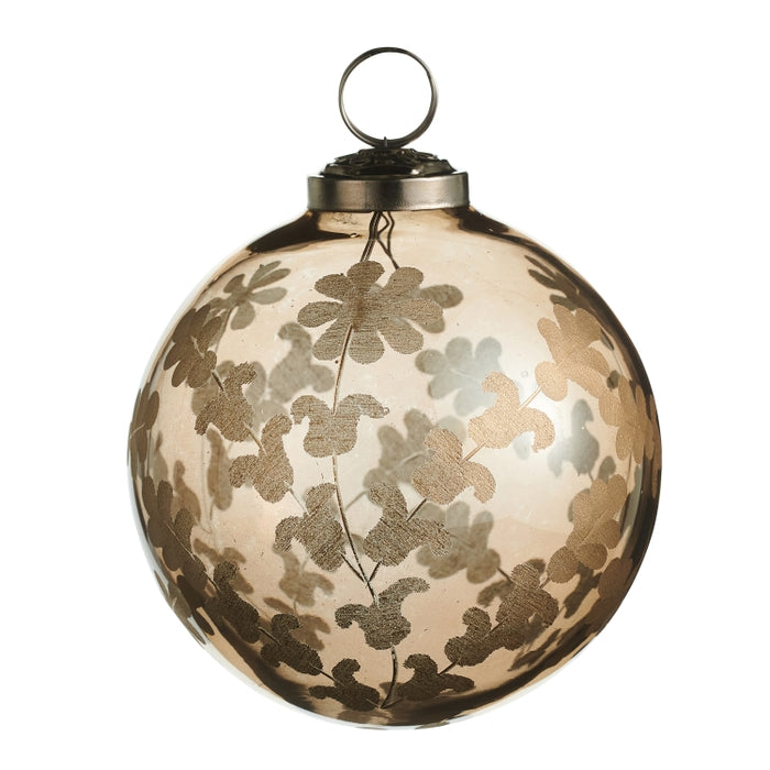 4" Etched Floral Pattern Ball Ornament