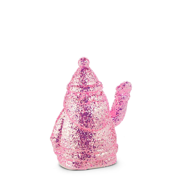Pink Waving Santa 6.75 Inch Polyethylene Decoration