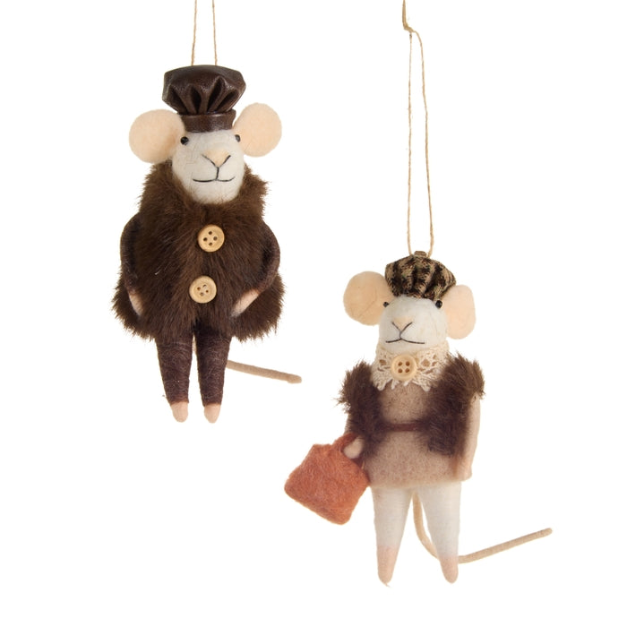 5.25" Beret Coat Mice Ornament